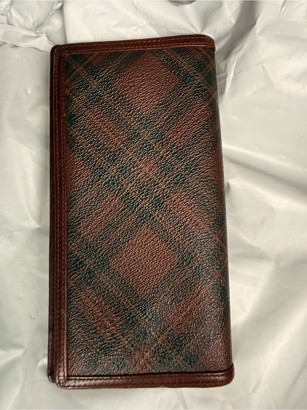 Ralph Lauren Brown Plaid Long Money Clip Wallet